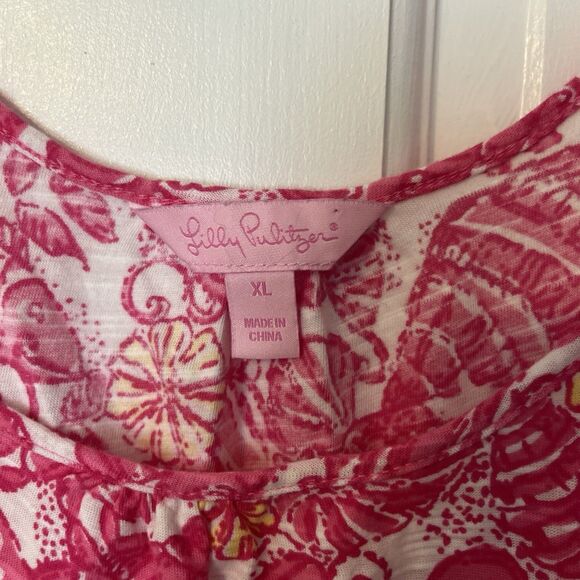 Lilly Pulitzer Dress XL Kori Fish Pink Chum Bucket Defined Waist Tank Preppy - Picture 7 of 8